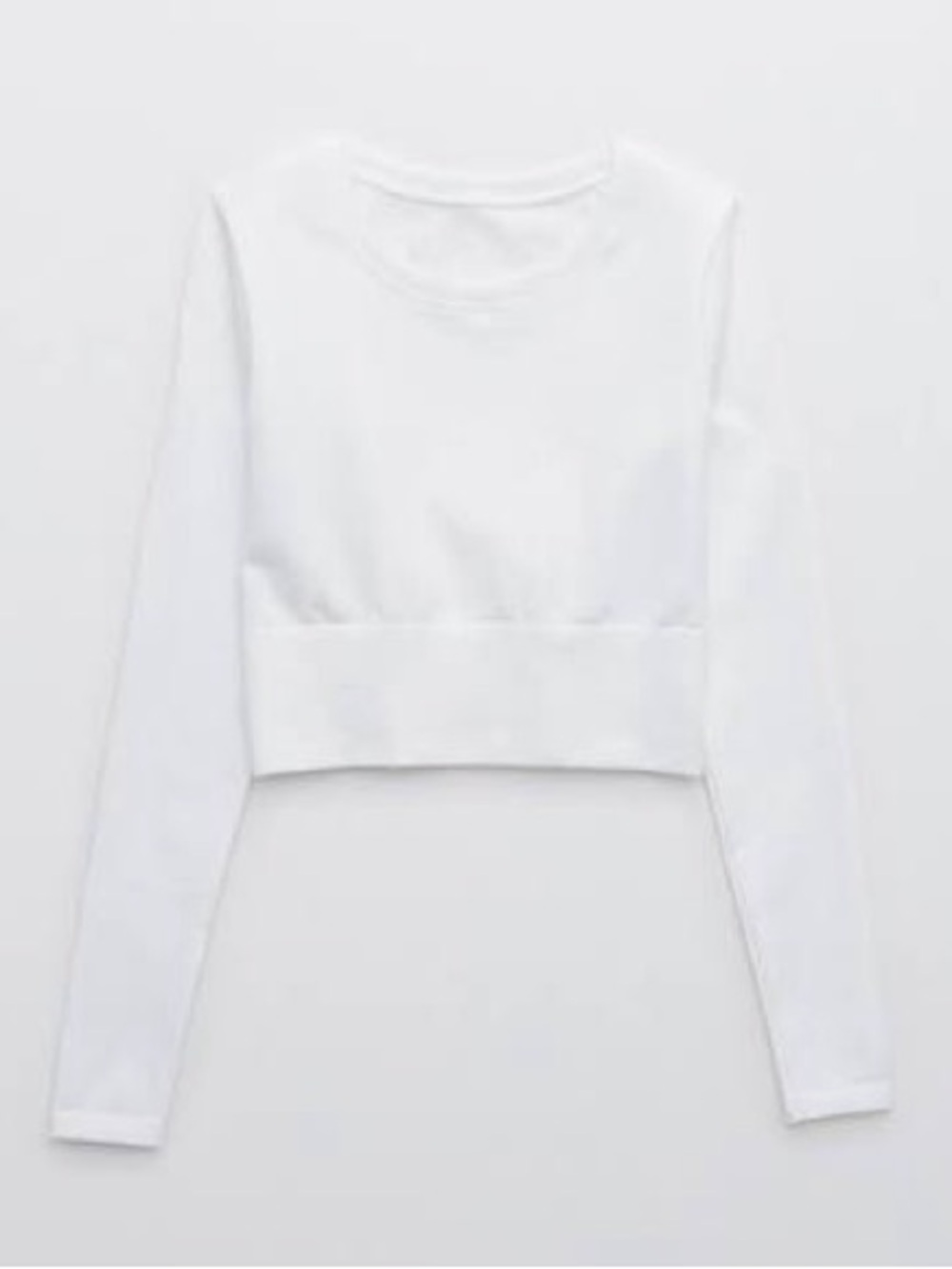 White Cropped Long Sleeve Gym Top